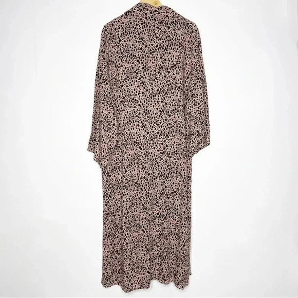 FREE PEOPLE DARIA MAXI SHIRT DRESS DUSTER JACKET LEOPARD ANIMAL PRINT Size Med - Picture 9 of 10